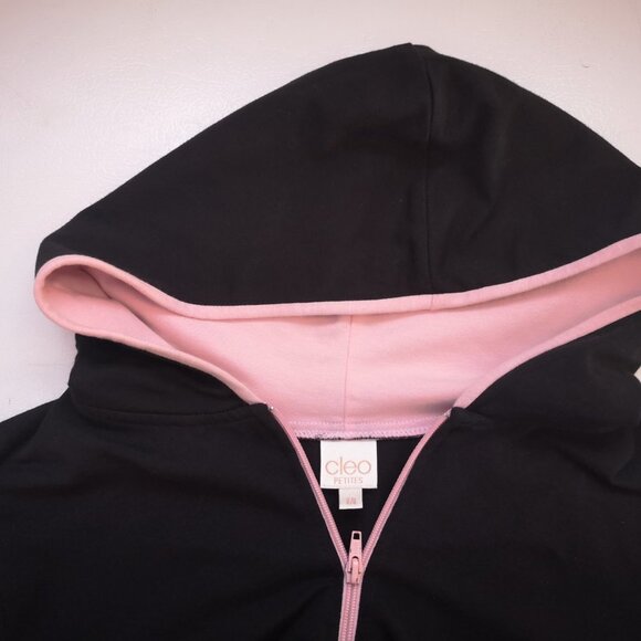 Cleo Petites Ladies Size Medium Black with Pink Accents Full Zip Hoodie - Picture 5 of 10